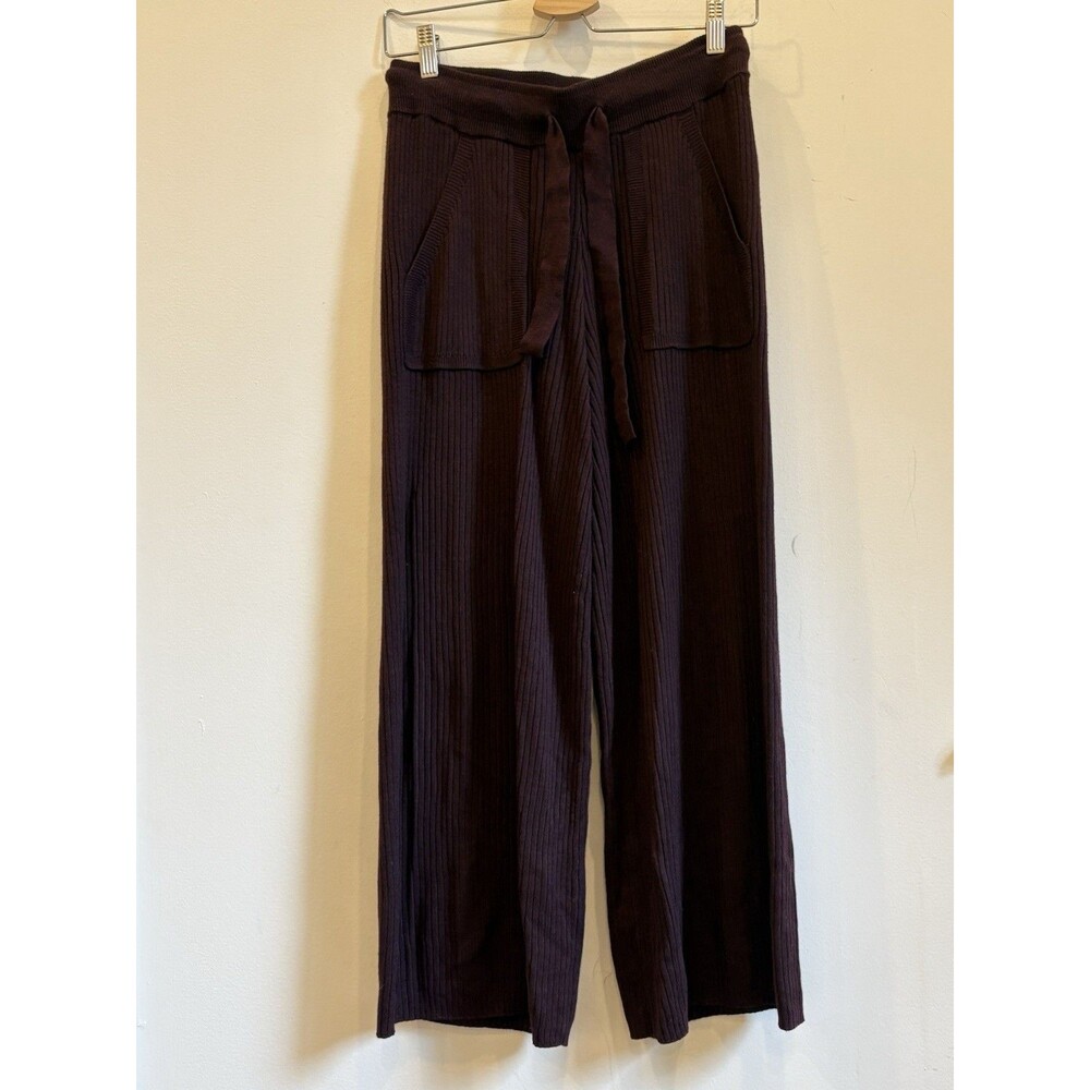 Splendid Georgie Cashblend Ribbed Knit Pants M Burgundy Drawstring